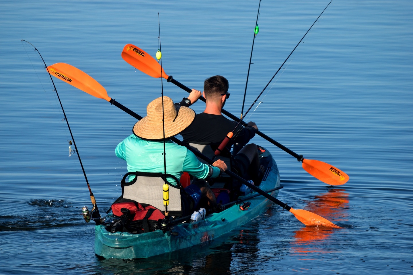 Fishing from a kayak with high weight capacity