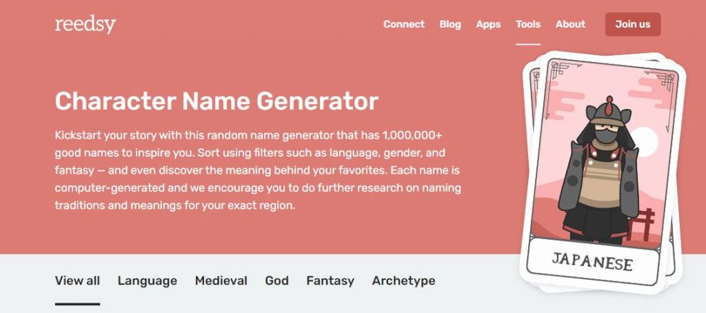 Reedsy Character Name Generator to get ideas for kayak names