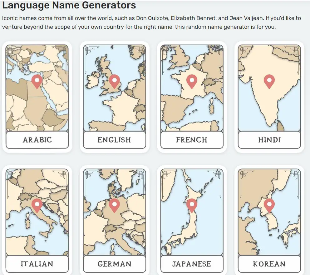 You can obtain names in different countries