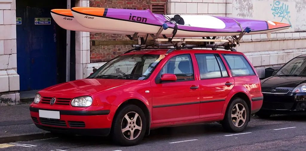 Transporting a kayak on a roof rack