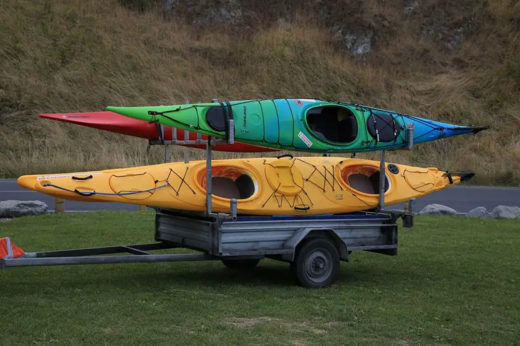 Kayak trailer for kayak transportation