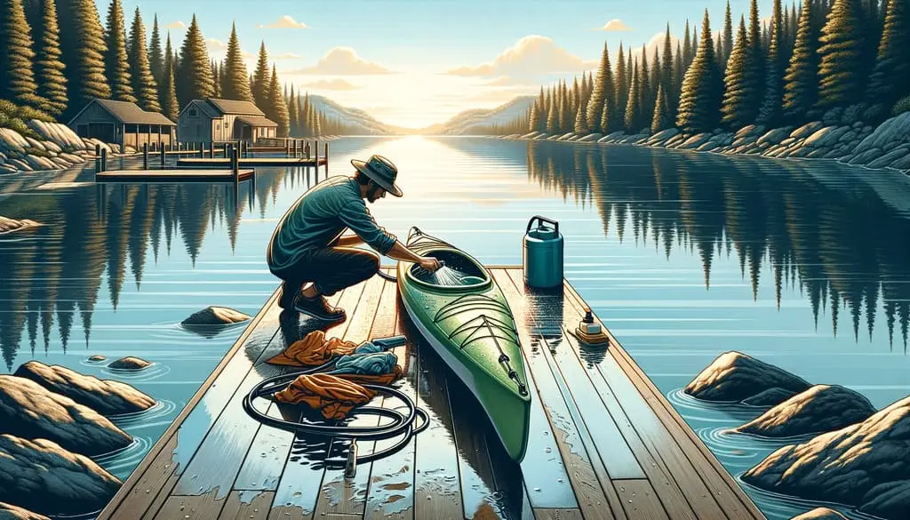 Cleaning a kayak